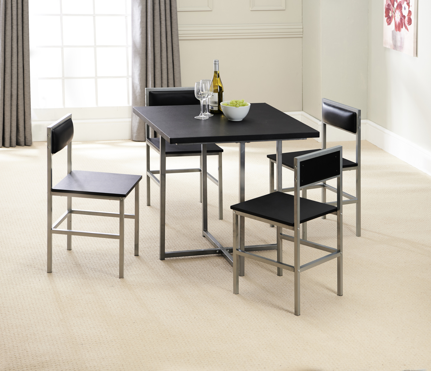 Black dining table on sale 4 seater